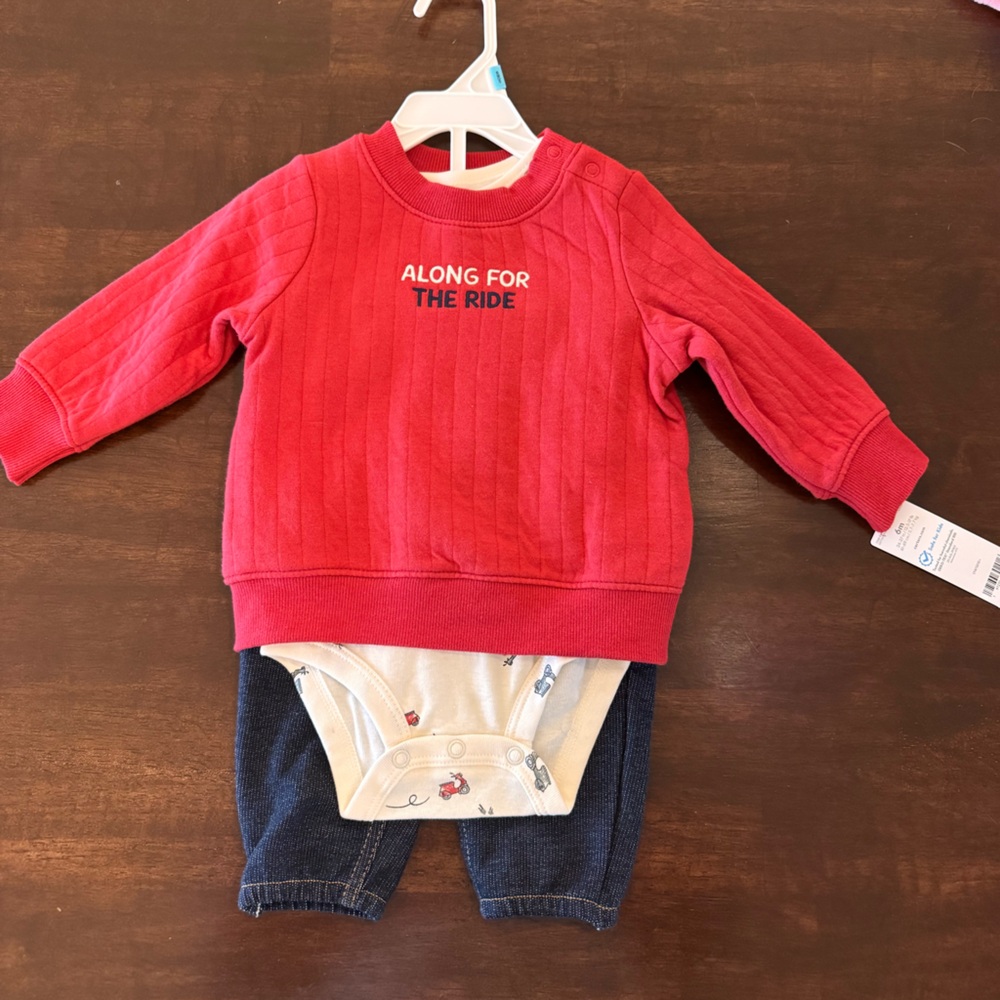 Carter's Red Sweatshirt and Bodysuit Set